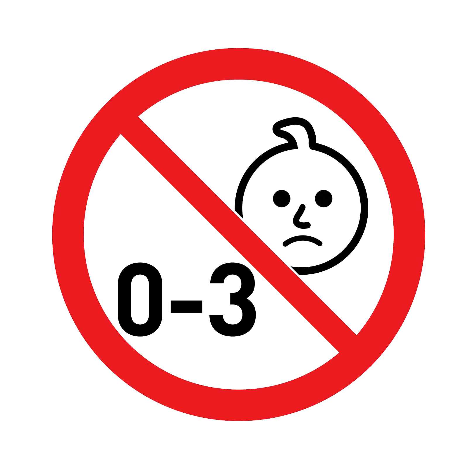 Warnhinweis für den BVB Fußball Bausatz, Vorderansicht mit Symbol „0-3“ und rotem Kreis, nicht geeignet für Kinder unter 3 Jahren.