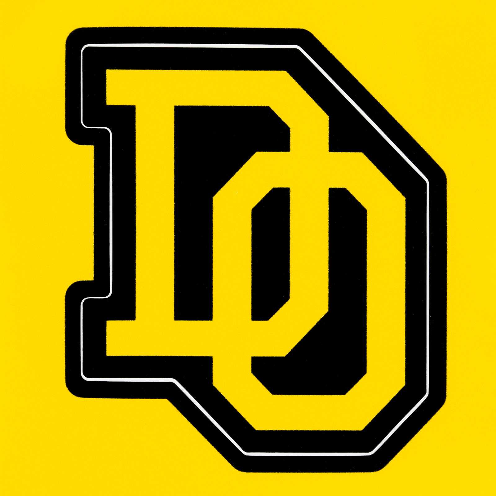 Frontansicht der BVB Aufkleberkarte Heja BVB mit großem, stilisiertem „DO“-Schriftzug in schwarzgelb auf gelbem Hintergrund.