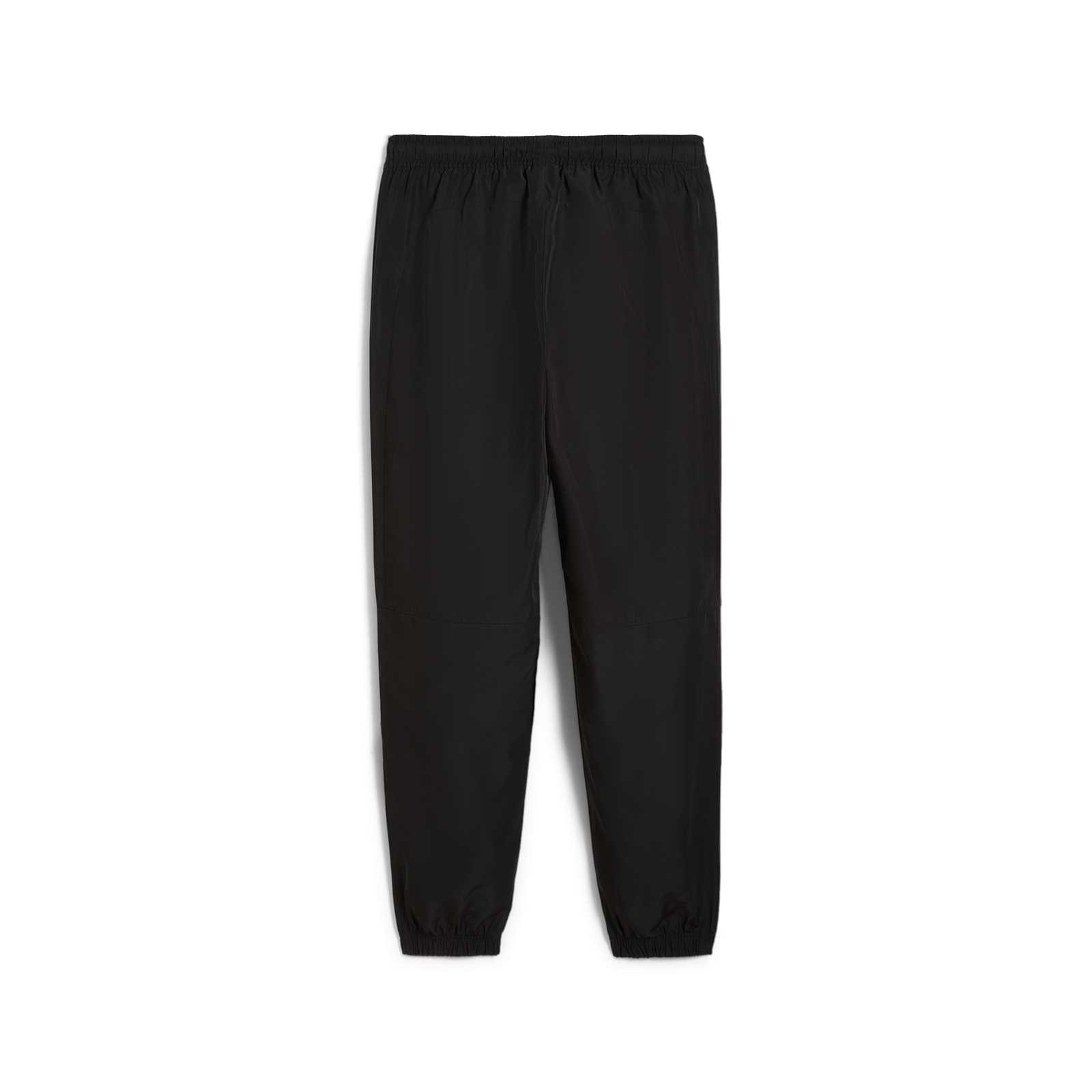 Vorderansicht der schwarzen BVB Ftbl Monochrome Hose mit elastischem Bund und Beinabschlüssen. Schlichtes Design ohne sichtbares BVB-Emblem.