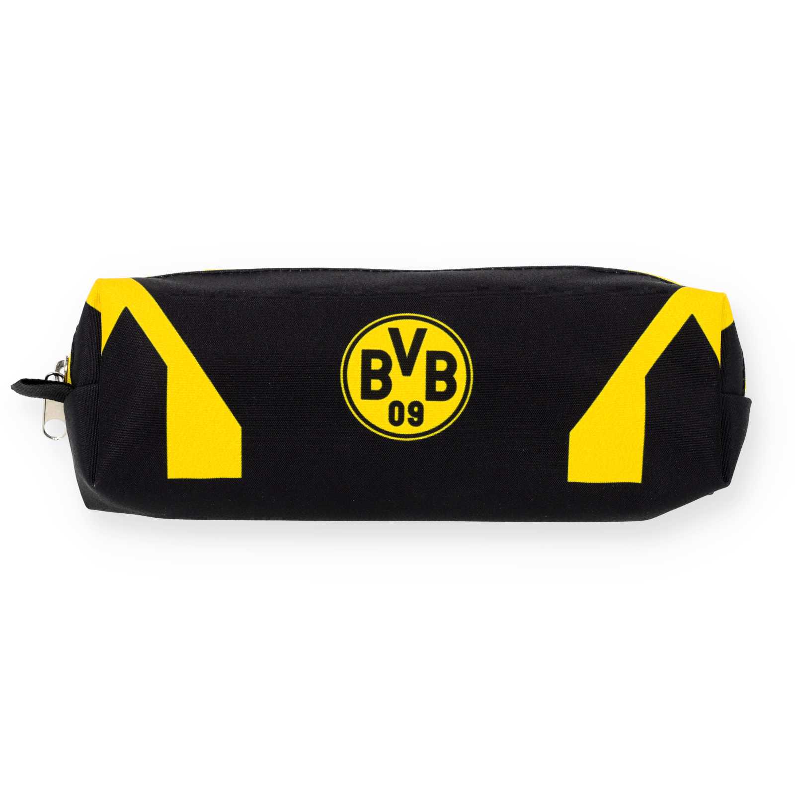 Rückansicht des schwarzgelben BVB Faulenzermäppchens mit BVB-Logo