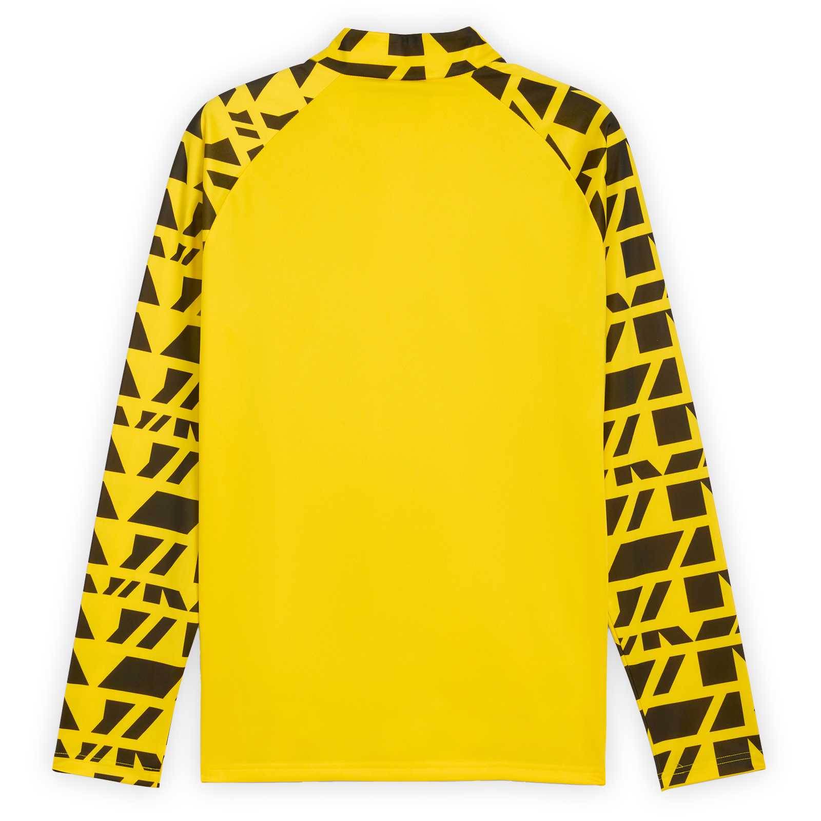 Rückansicht des BVB Warm Up Zip-Shirts in langarm mit besonderem Muster auf den Ärmeln