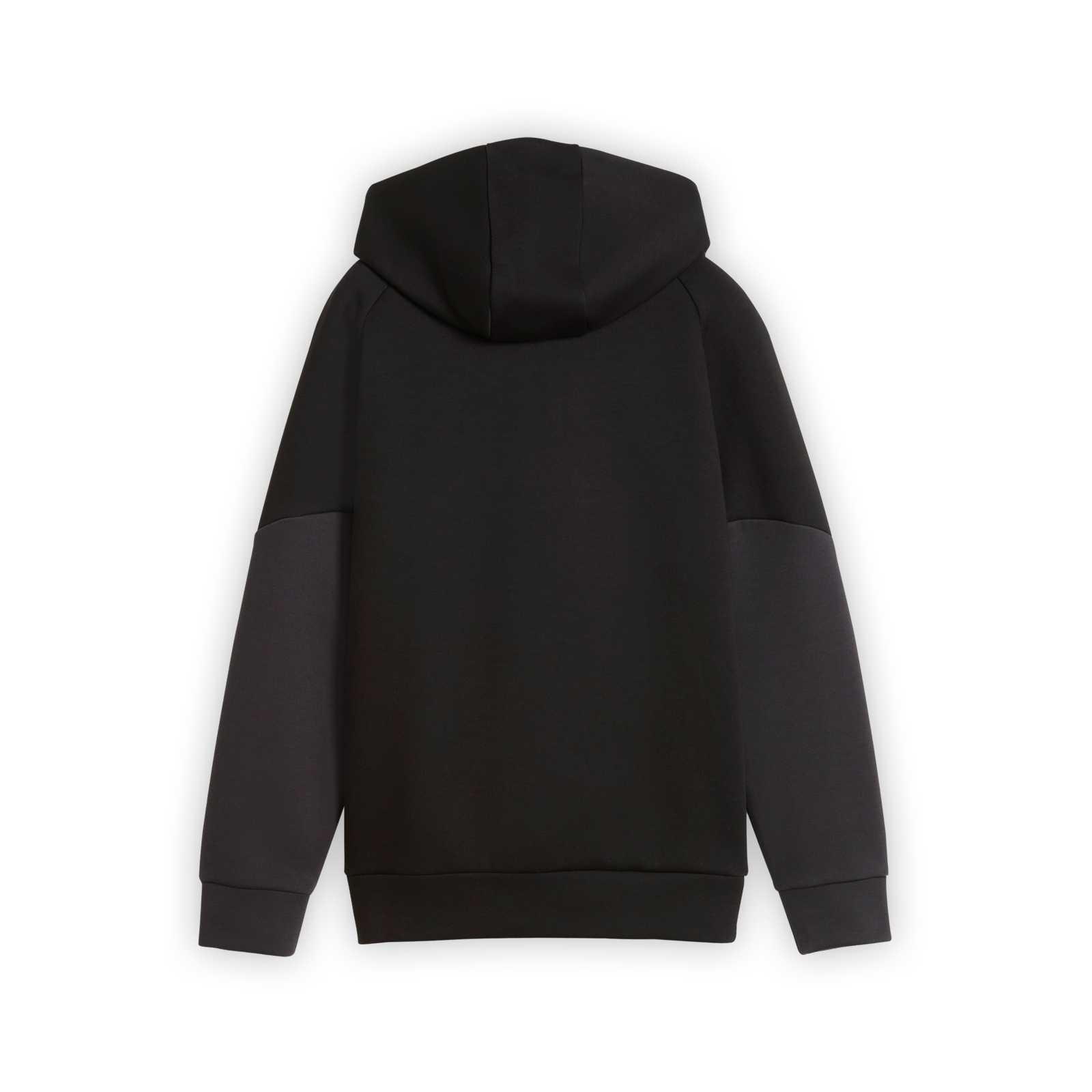 Rückansicht des BVB PUMA Tech FZ Hoodie (schwarz) für Kinder.