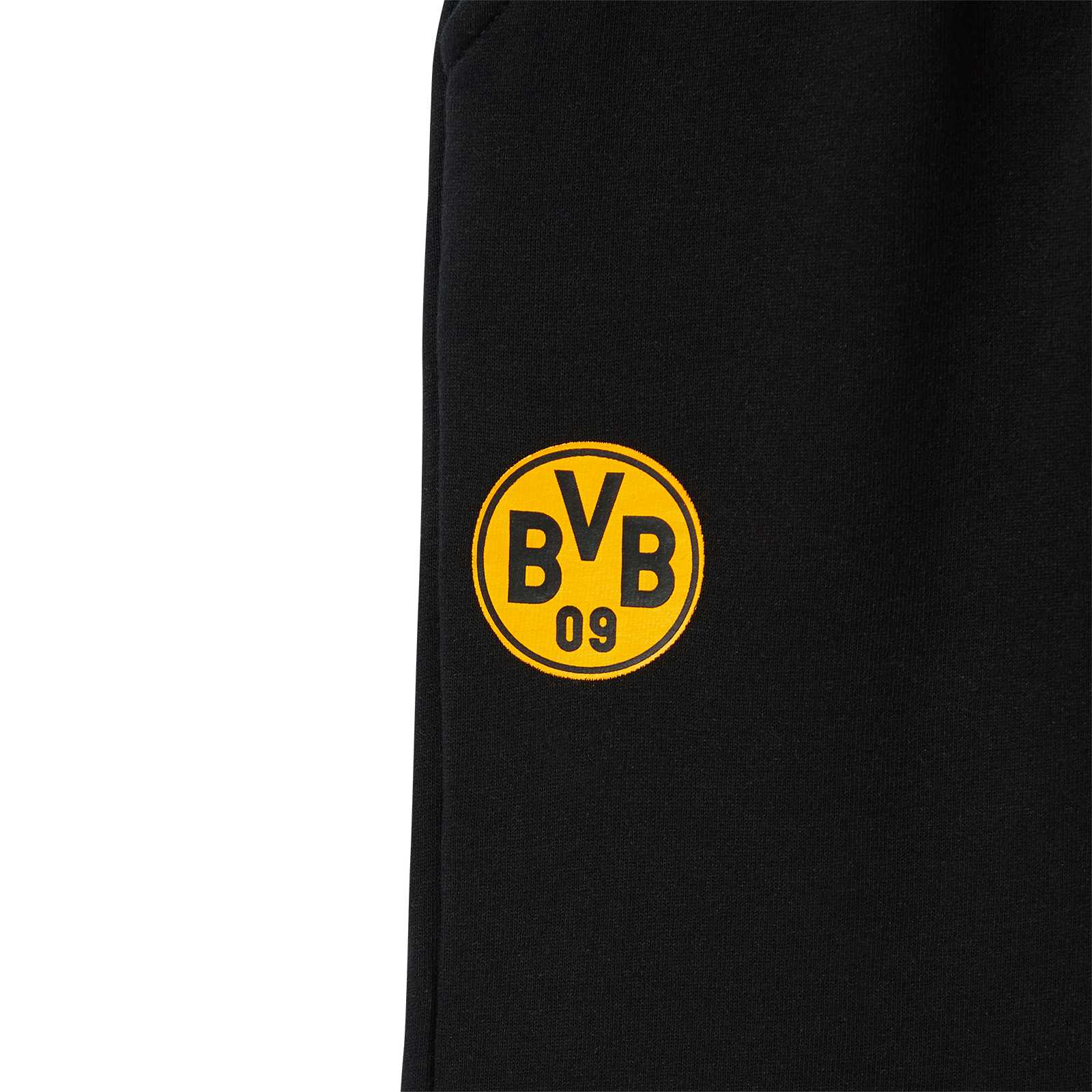 Detailansicht des BVB-Logos auf dem Bein