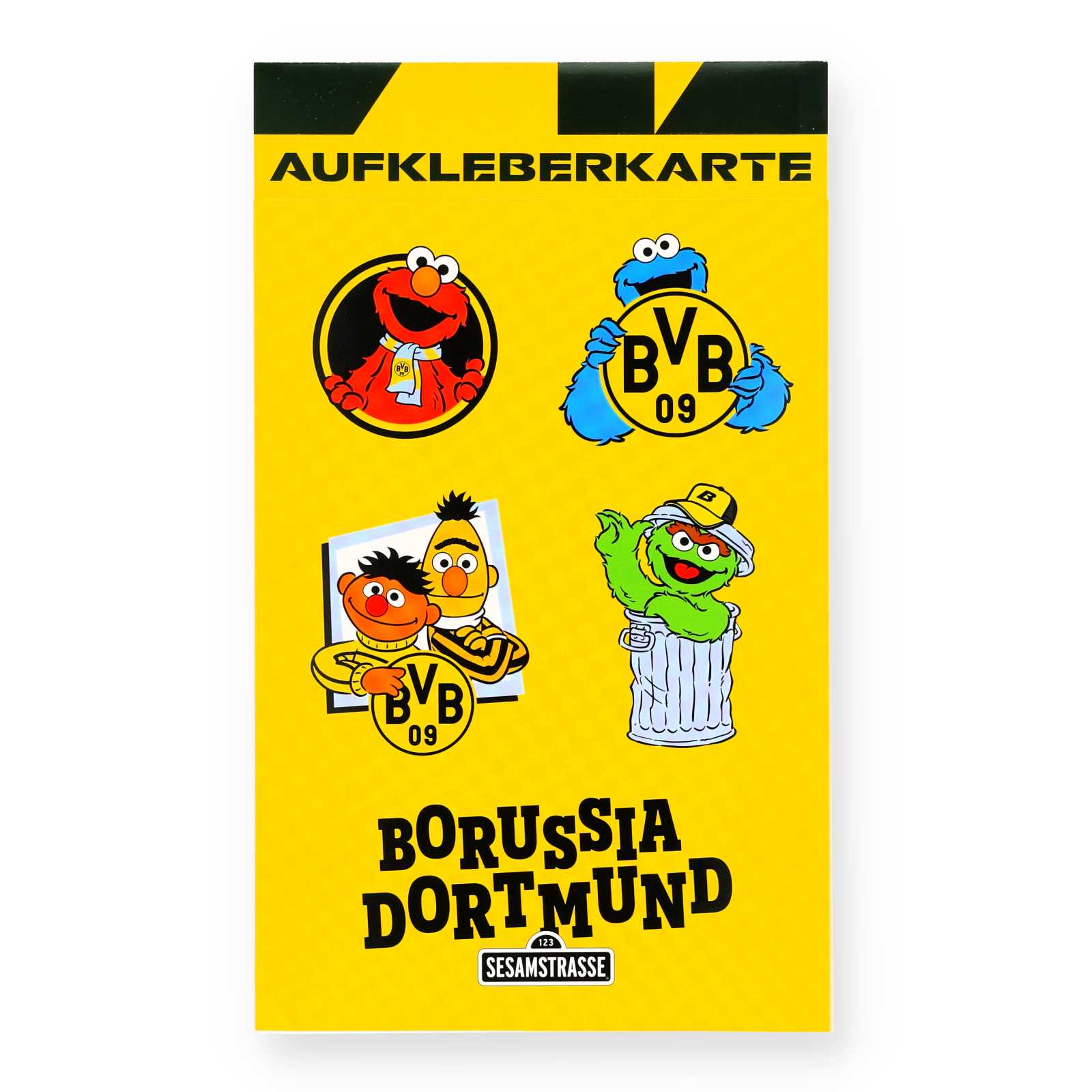 Vorderansicht der fünf verschiedenen Aufkleber.