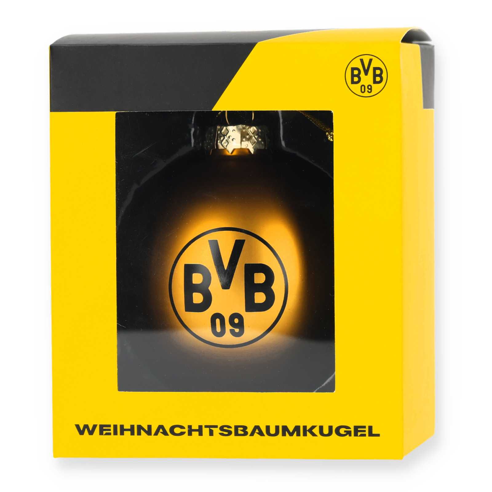 BVB Kugel in der gelben BVB Verpackung von vorne.