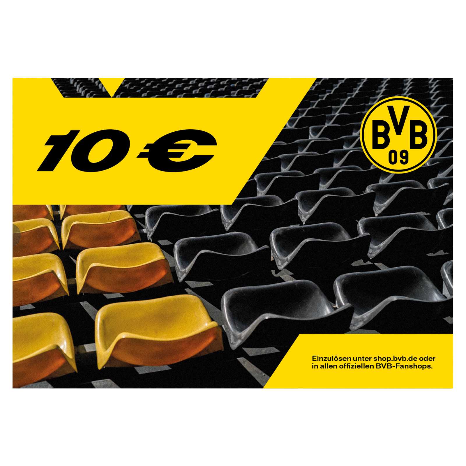 Der 10 Euro Gutschein mit schwarzgelbem Motiv