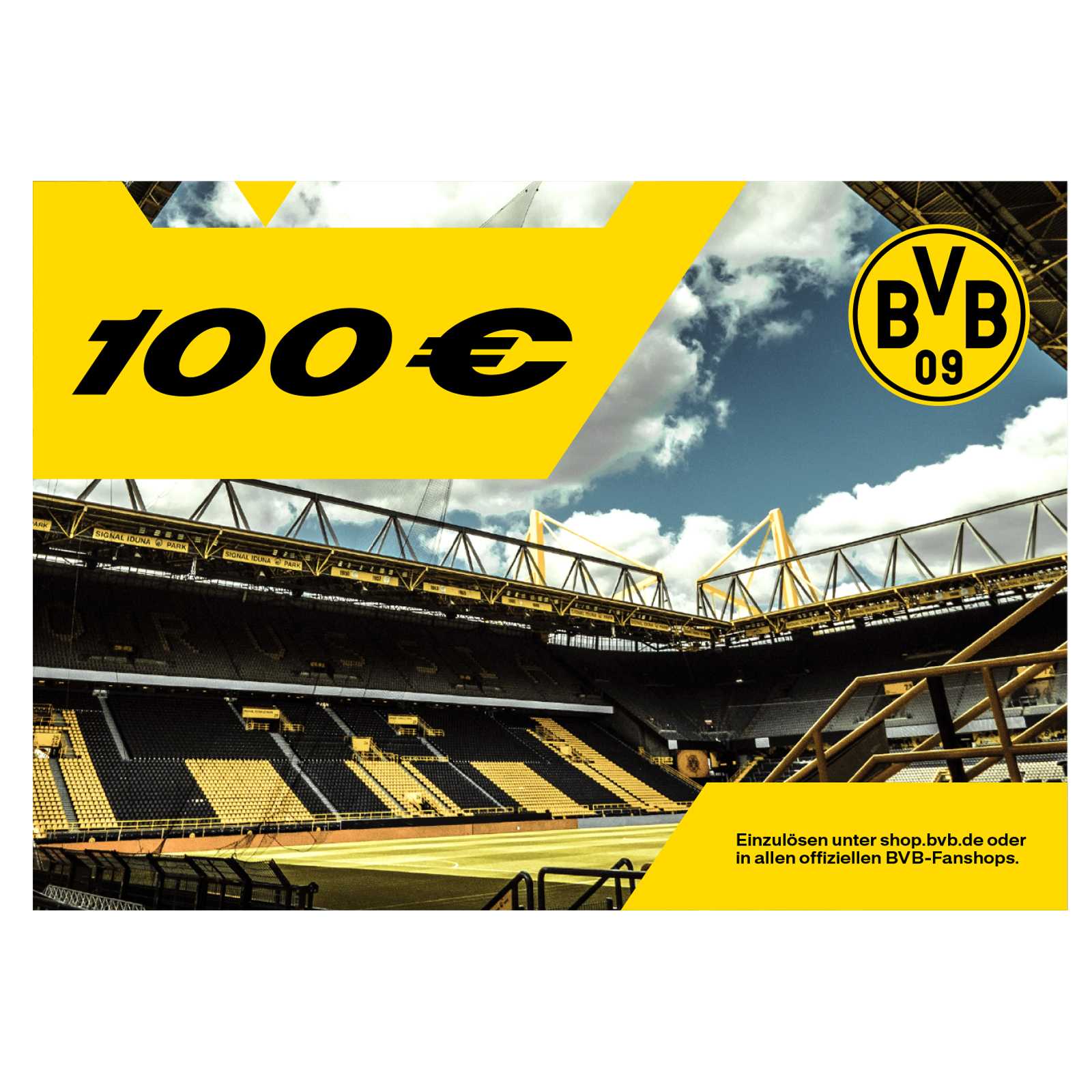 Der 100 Euro Gutschein mit schwarzgelbem Motiv