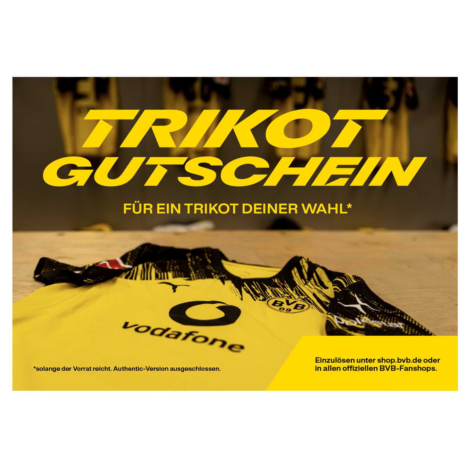 Der 120 Euro Trikot-Gutschein mit schwarzgelbem Motiv