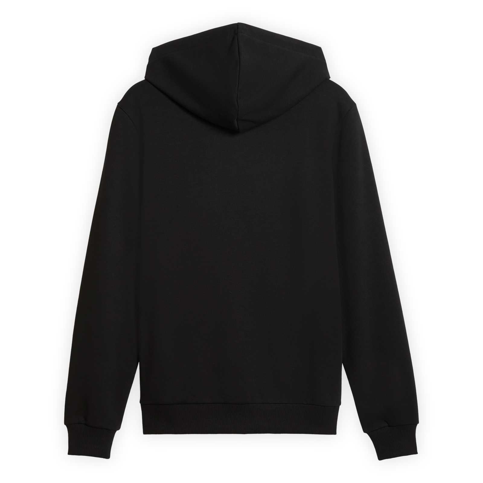 Rückansicht des schwarzen BVB-Hoodies mit Kapuze.