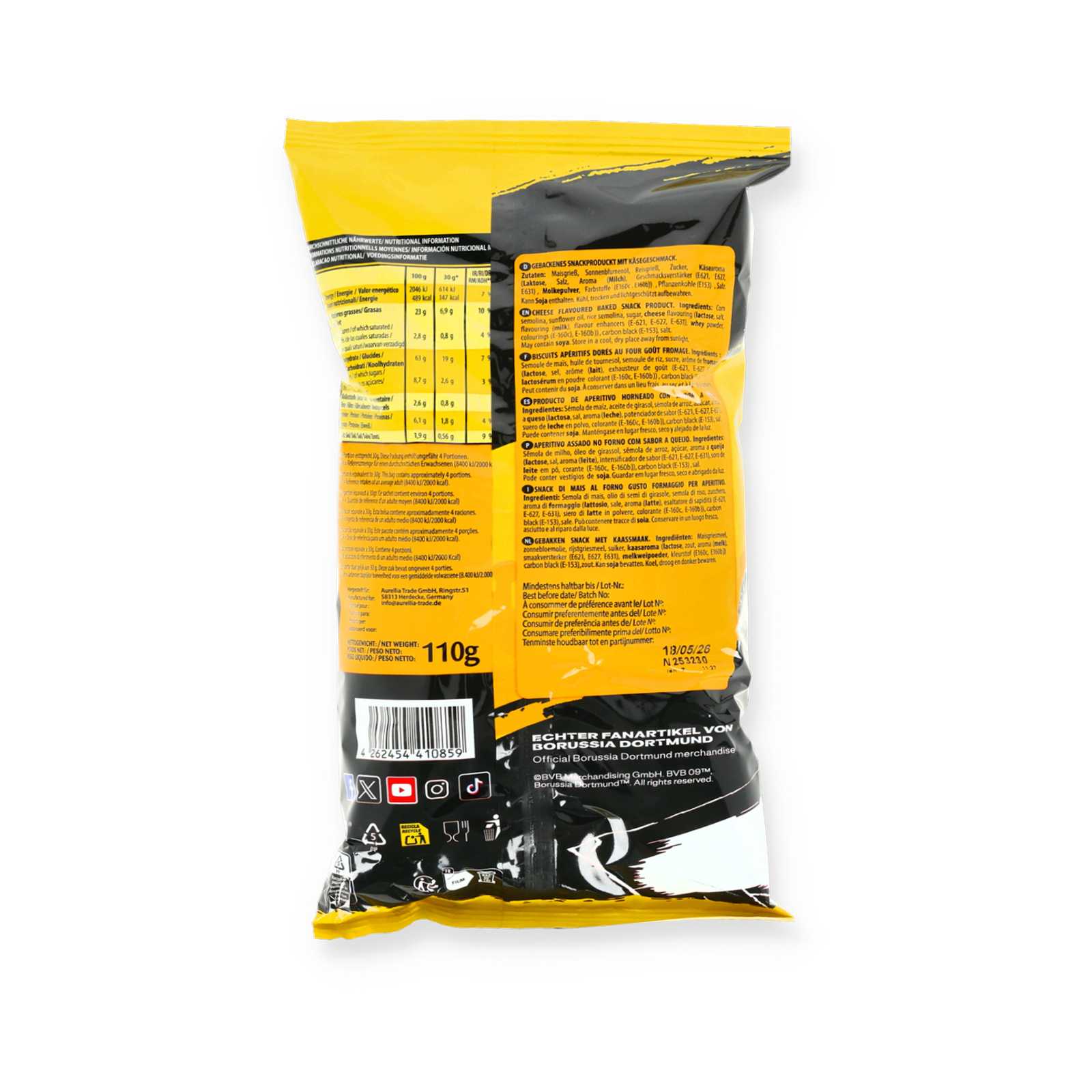Die Rückseite der Verpackung mit Herstellerinformationen