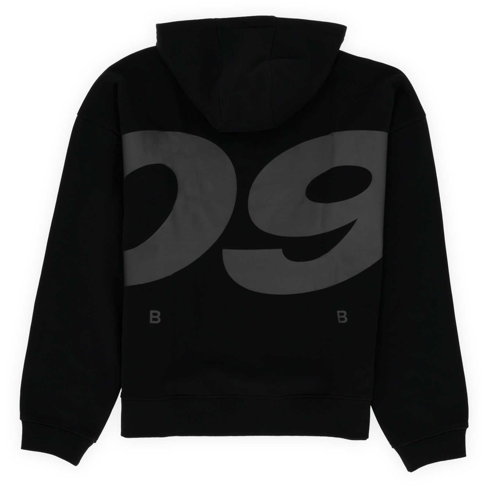 Rückansicht des schwarzen BVB-Hoodies mit dunkler 09-Aufschrift.
