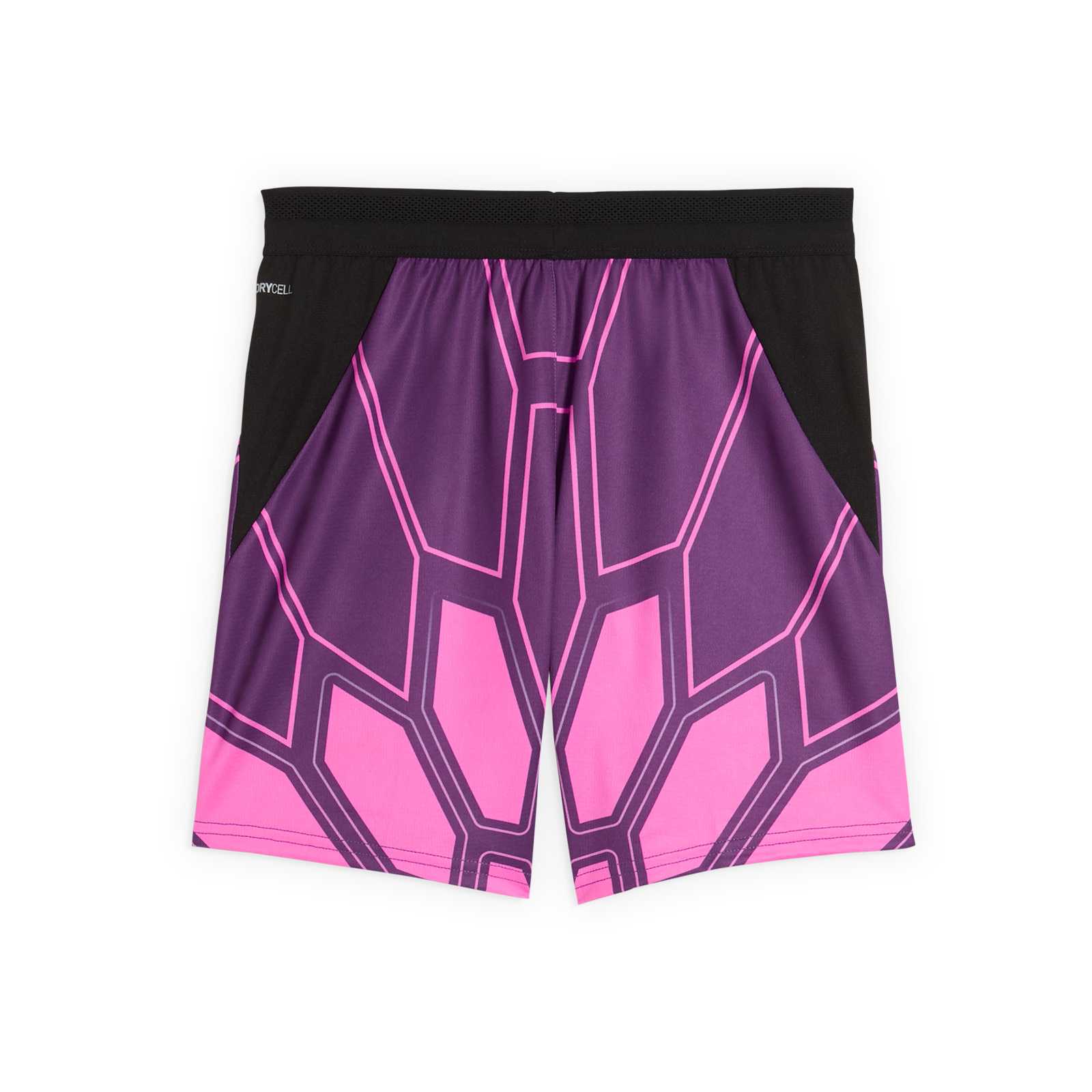 Die Rückansicht der Torwart-Hose mit pink-lila Muster