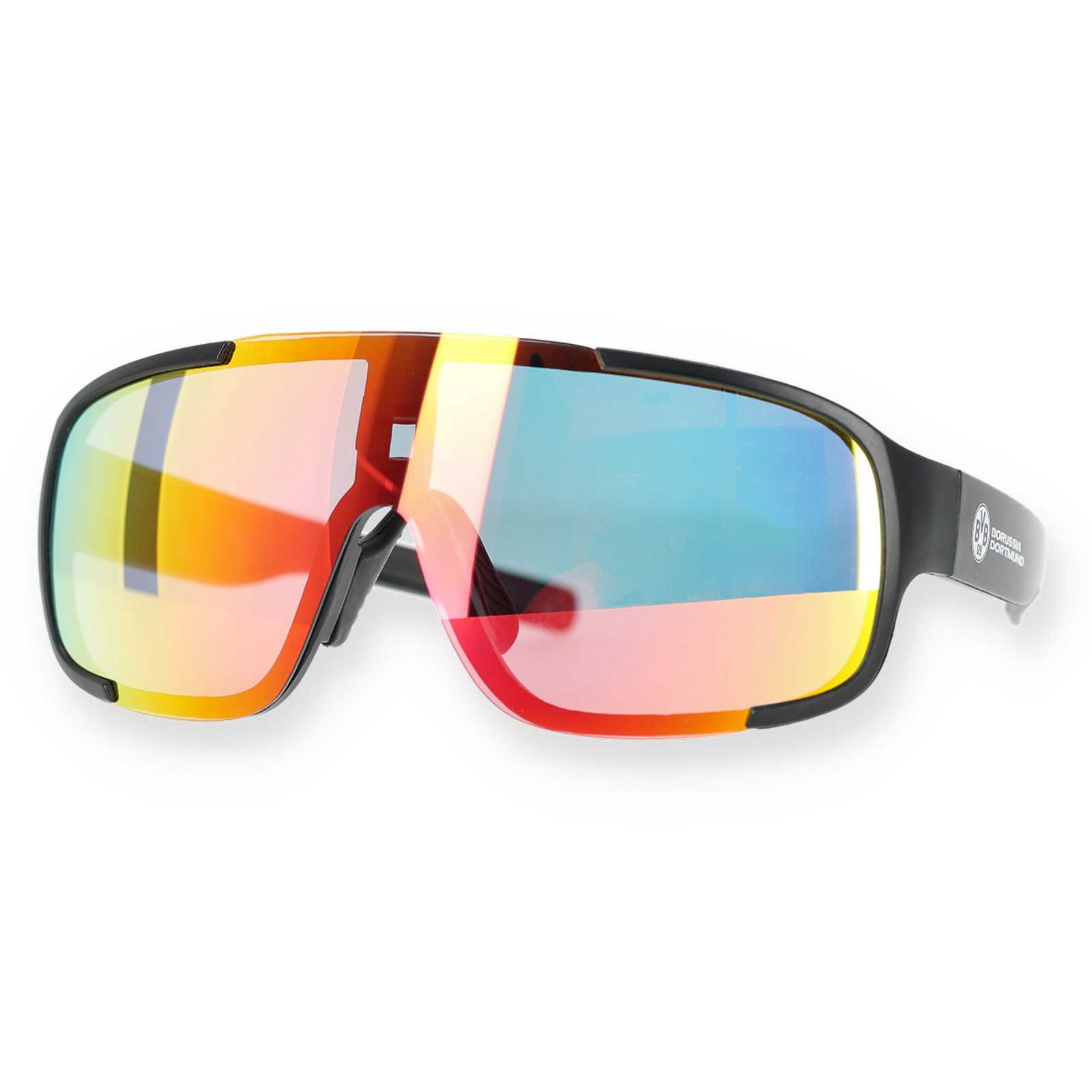 Die BVB-Brille im Fahrradbrillen-Stil mit bunter Verspiegelung von vorne