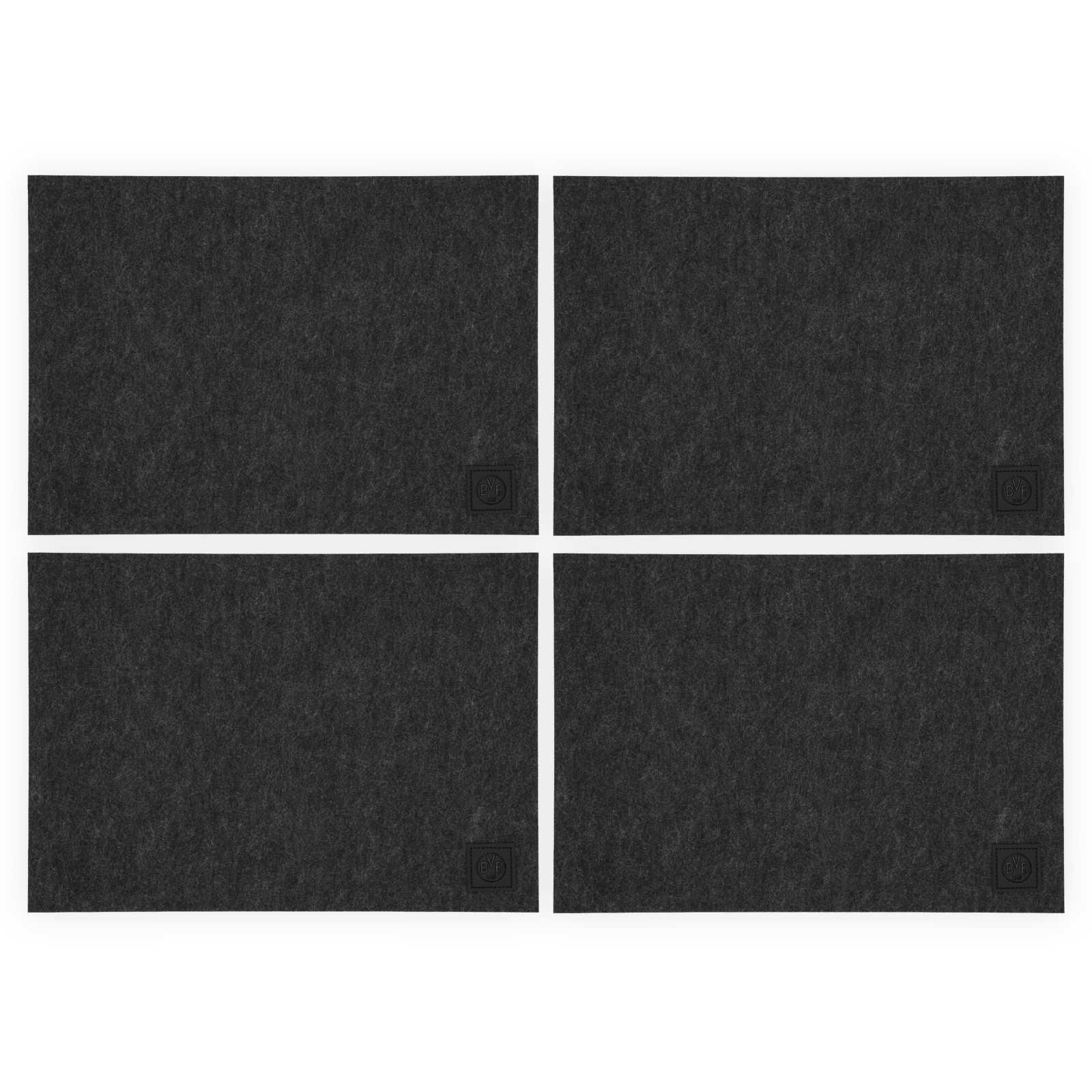 Ansicht von oben der 4 schwarzen BVB-Platzsets.